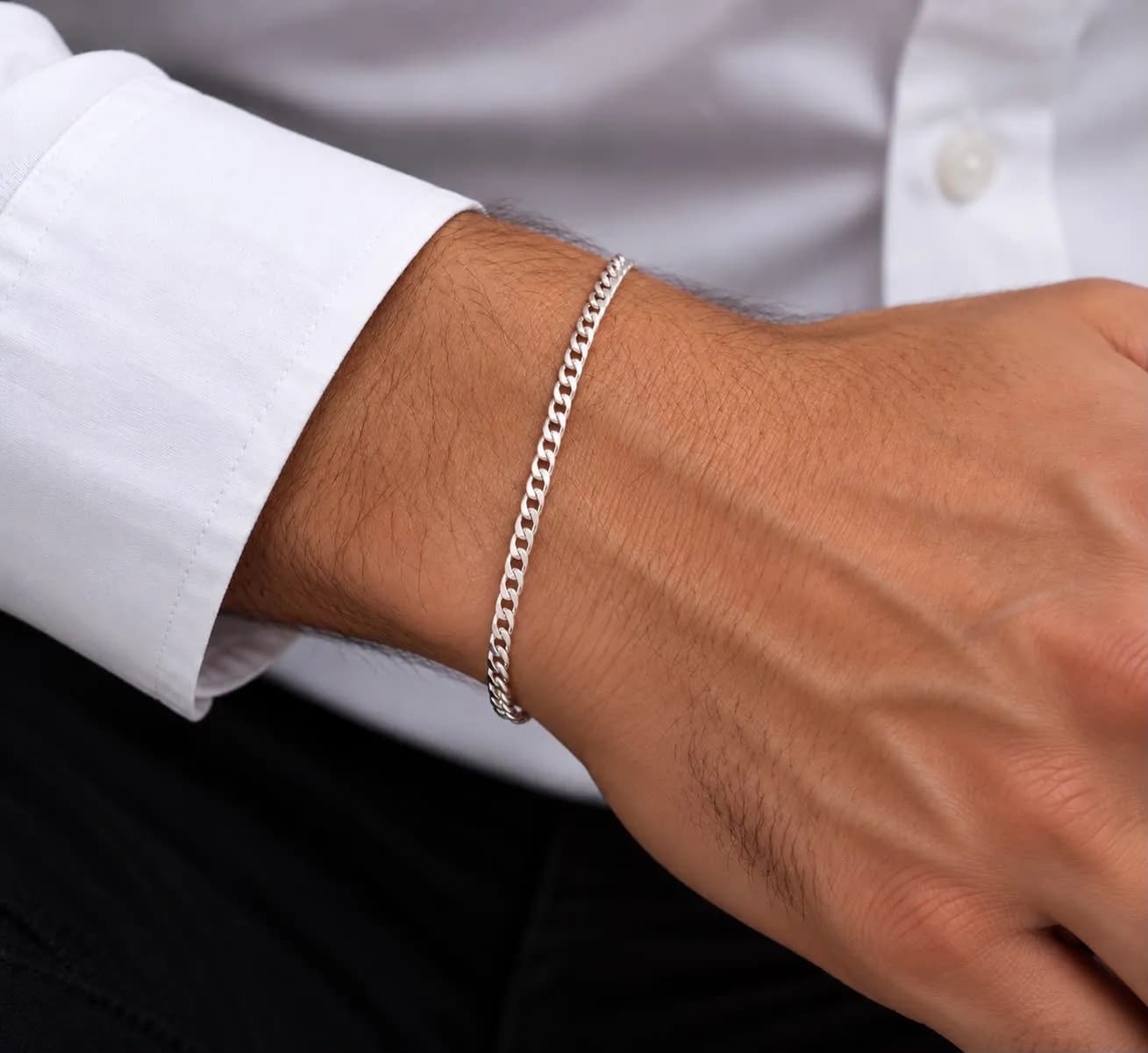 Gümüş Erkek Zincir Bileklik 3 mm