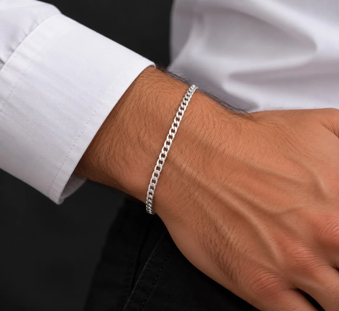 Gümüş Erkek Zincir Bileklik 4mm
