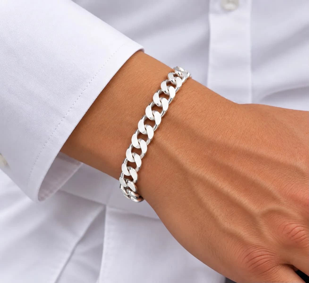Gümüş Erkek Zincir Bileklik 8 mm